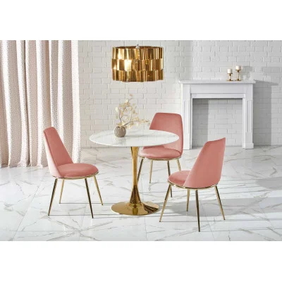 ROUND TABLE CASEMIRO, TOP - WHITE MARMUR, LEGS - GOLD